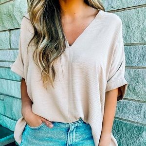 V-Neck Taupe Tee Shirt